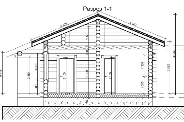 Разрез дома из бруса чертеж
